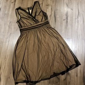 Black and nude overlay midi dress